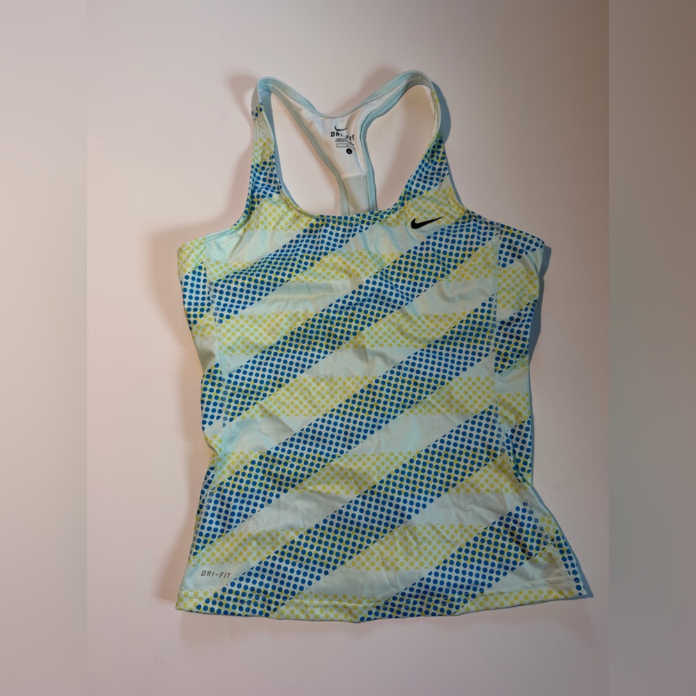 Nike Striped Blue and Yellow Tank Top Dri-Fit active wear